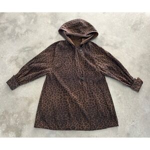 Mycra Pac Leopard  & Bronze Reversible Jacket Coat EUC Hooded